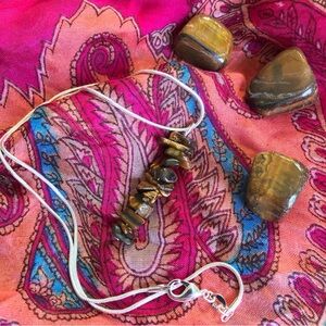 Tiger's Eye Necklace with 925 Sterling Silver Chain, 16"